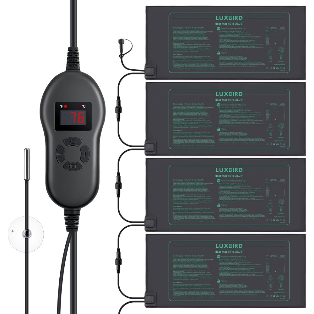 디지털 온도 조절기가 있는 4팩 묶음 묘목 열 매트,  - Seedling Heat Mat 리뷰 및 가격