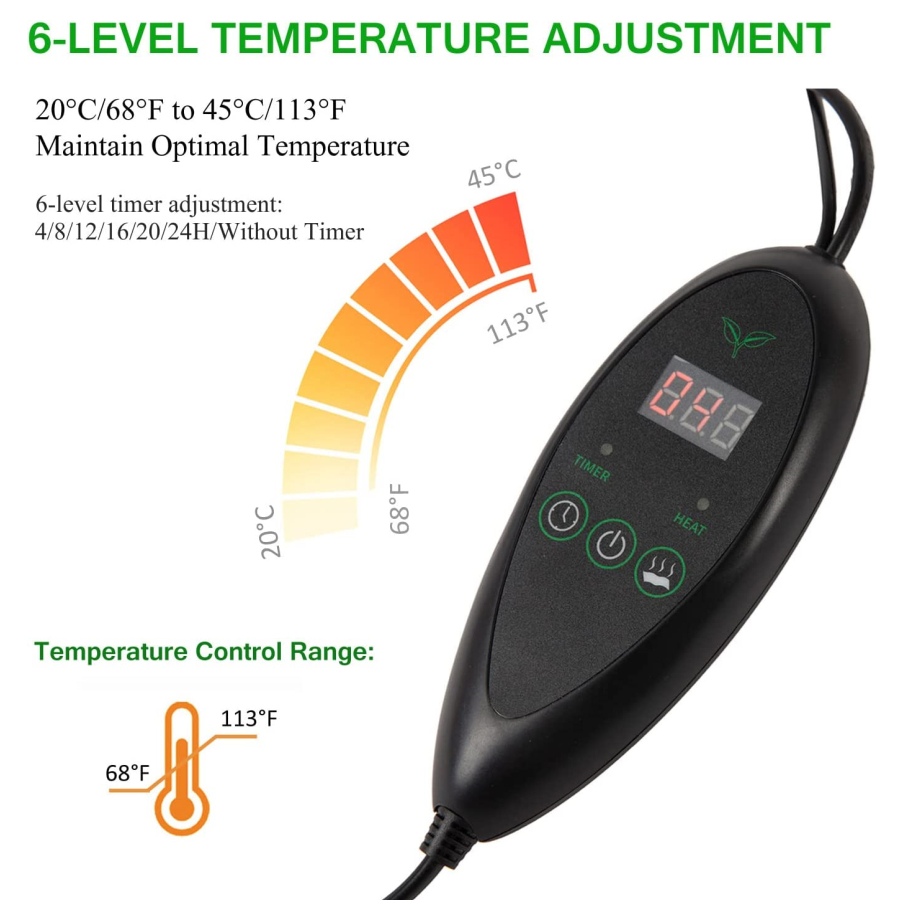 묘목 열 매트 방수 열 패드, 20 ℃-45 ℃ 디지털 - Seedling Heat Mat 리뷰 및 가격