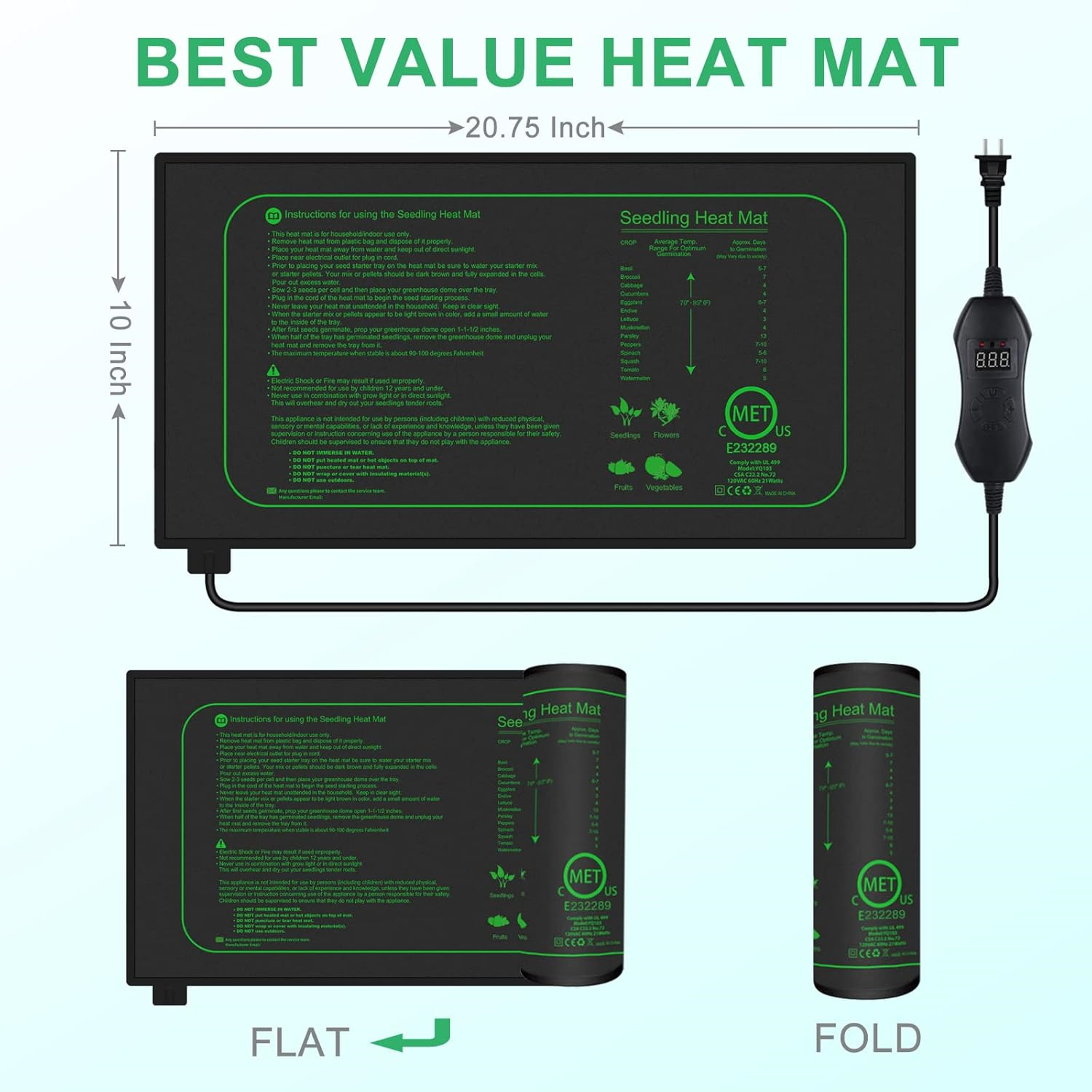 디지털 온도 조절기가 있는 묘목 열 매트, 실내 식물  - Seedling Heat Mat 리뷰 및 가격